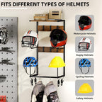 Urban Deco Motorcycle Helmet Holder Wall Mount, Helmet Rack with 4 Hat Stands, Helmet Stand for Display Wall Mount, Motorcycle Accessories Gear Storage for Men, Large