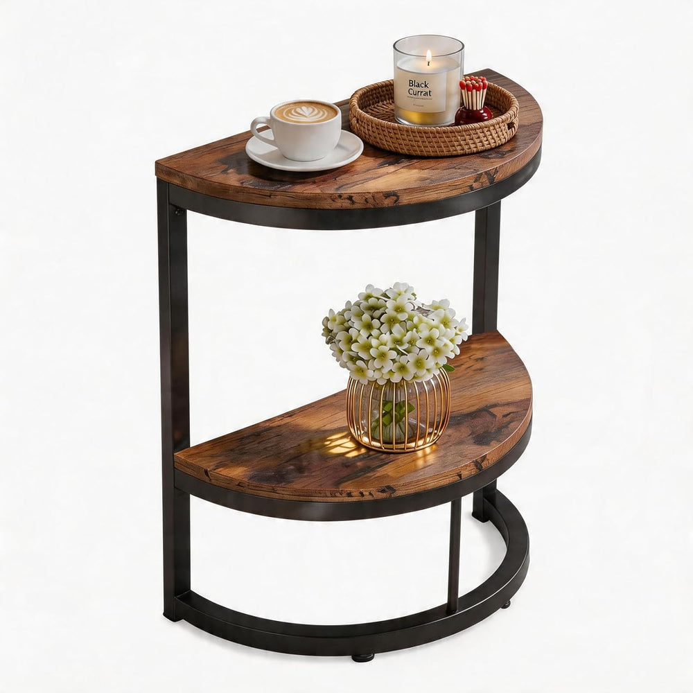 TooCust Half Round End Table for Living Room, 9.8" D x 19.7" W x 24...