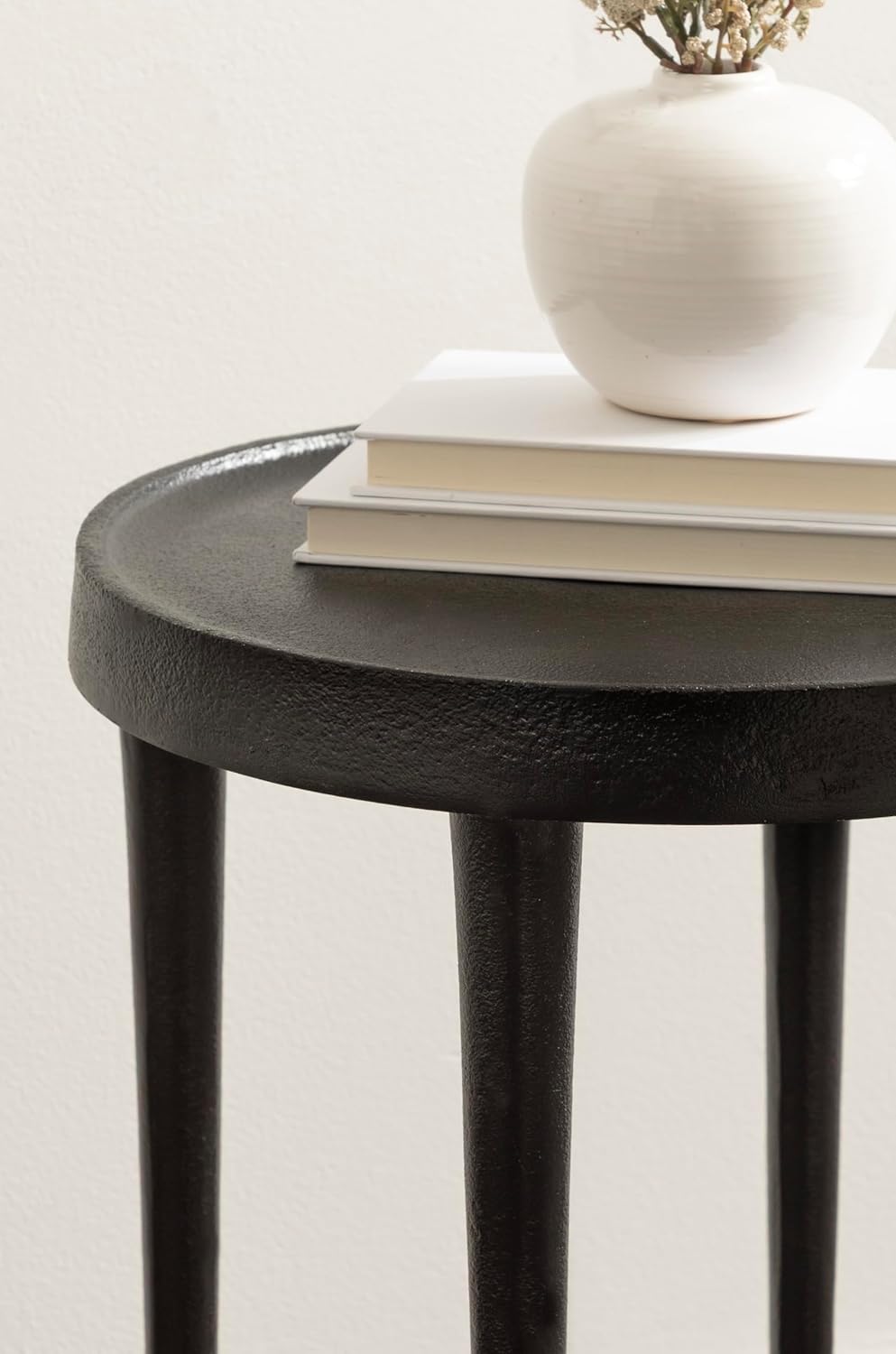 Kate and Laurel Rava Modern Metal Round Side Table, 14 x 14 x 22, Black, Cast...