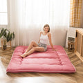 MAXYOYO Japanese Floor Mattress Futon Mattress, 4" Thicken Tatami Mat Sleeping Pad Foldable Roll Up Mat Boys Girls Dormitory Pad Kids Floor Lounger Pillow Bed, Charcoal Grey, Queen Size
