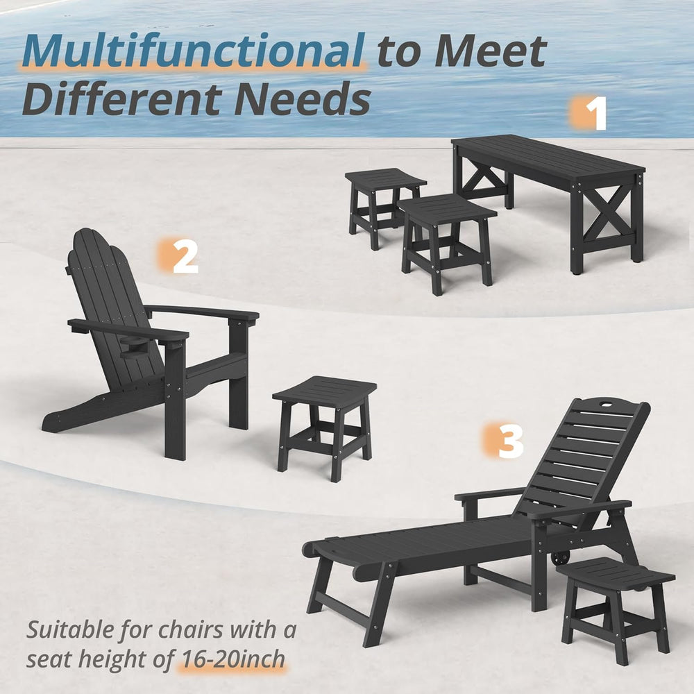 LUE BONA Outdoor Adirondack Ottomans, Footrest Footstool Set of 2, Outdoor Fo...