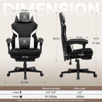 GTPLAYER Computer Chair with Adjustable Footrest, Ergonomic Gaming Chair with Headrest and Lumbar Support, Breathable Mesh Office Chair for Adults, High Back Reclining Desk Chair for Gaming and Office