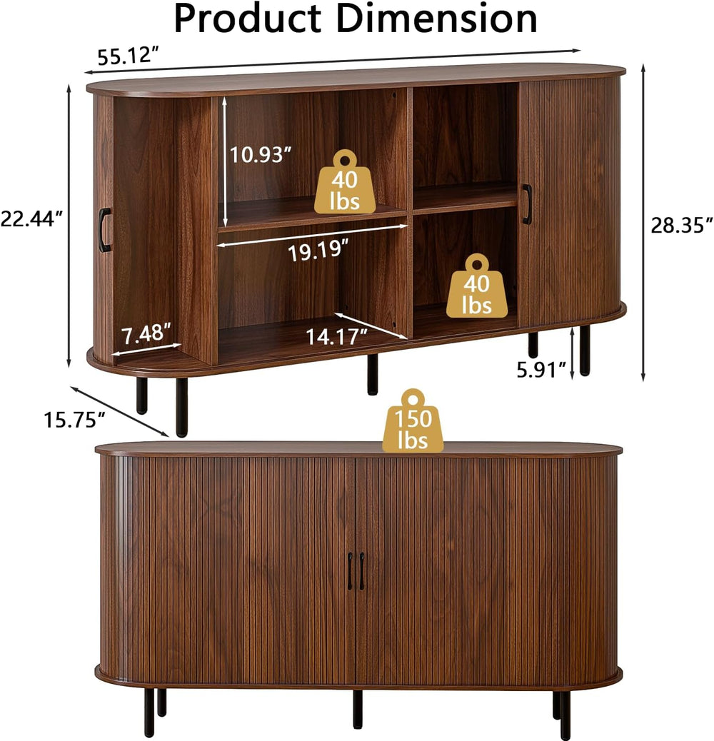 TAVATA Sideboard Buffet Cabinet with Storage, 55" Fluted Storage Cabinet...