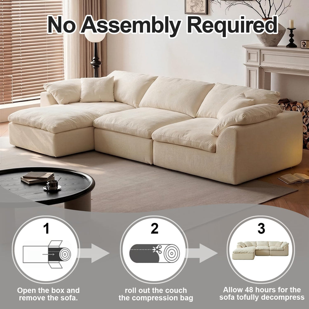 109" Cloud Couch Sectional for Living Room, Oversized Modular L Shaped S...