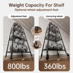 4 Tier Shelves Storage Shelf Wire Closet Bathroom Organizers Metal Pantry Kitchen Garage Shelving Unit Laundry Room Organization Home Rack Net Basket Black with Wheels 14”D X 24”W X 48.9”H