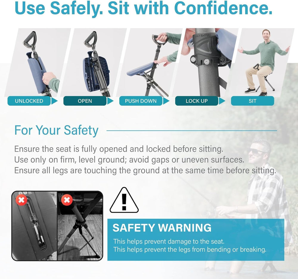 STEP2GOLD Ta-Da Chair Series 2 PRO, Portable Trekking Hiking Pole, Folding Wa...
