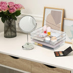 Clear Drawer Organizer Bins Set, Transparent Rectangle Trays, Dresser Bathroom Makeup Vanity Organization and Storage Bins Office Desk Drawer Dividers Organizers (3pc - 9×6×2")
