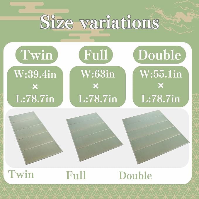 BJDesign Japanese Tatami Mat (Igusa Mattress), Foldable, Rush Grass, Floor Sleeping Japanese Futon Mattress Meditation Yoga Zen (Full XL)