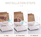 YUXUN Desk Organizer with Drawers, Acrylic File Organizer with 4 Vertical File Holders and 1 Sliding Drawer,Multifunction Desktop Accessories Storage for Home Office&School, Clear