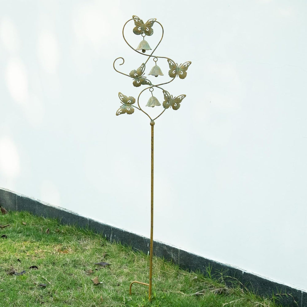 Butterflies Metal Garden Decor,Outdoor Decorative Garden Stakes with Bells
