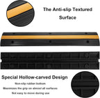 Reliancer 4 Pack 1-Channel Rubber Cable Protector Ramp Traffic Speed Bump 18000lbs Capacity Heavy Duty Cable Protective Cover Ramp Driveway Hose Cord Track Protector Wires Concealer for Garage Parking