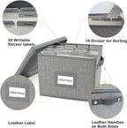 Greeting Card Organizer Box with 16 Dividers,Collapsible Greeting Card Storage Box with Handles Hold 150+ Cards,Greeting Card Holder for Greeting Cards,Sticker, Recipes, Photo, Envelope (Gray, 1 pcs)