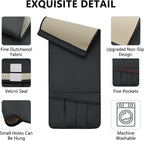 TV Remote Control Holder Couch Caddy, Non-slip Bedside Caddy Organizer with 5 Pockets for Key Glasses Phone Magazine Holders (Black, 35"x12.4")