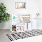 Large Wooden Crates, Set of 5 Wood Crates with Handles, Rustic Whitewashed Farmhouse Wooden Crate for Display, Wedding Birthday Home Party Living Room Kitchen Decoration