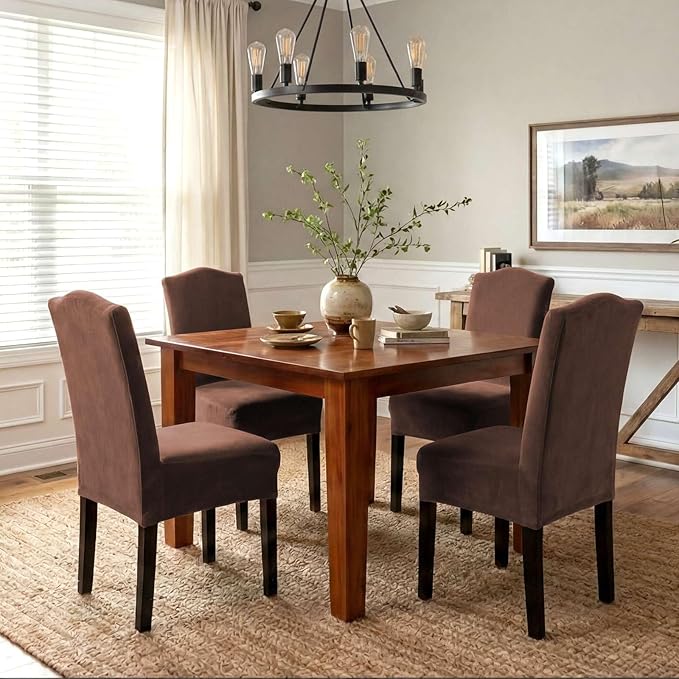 H.VERSAILTEX Velvet Dining Chair Covers Stretch Chair Covers for Dining Room ...