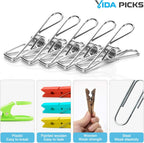 40 Pack Wire Clothes Pins Heavy Duty Outdoor, Stainless Steel ClothesPins for Hanging Clothes, Metal Clothes Pegs, Clothing Clips, Laundry Pins 1.8mm Diameter 6cm Long