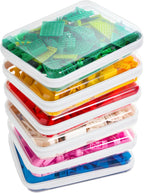 CoiiJoii Zippered Pouch Hard, Clear Zippered Hard Pouch, Stackable Storage Bins, Portable Clear Bin Zipper (White, Large-6pcs)