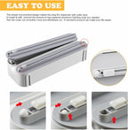Magnetic Plastic Wrap Dispenser with Cutter - Refillable Aluminum Tin Foil and Plastic Wrap Organizer for Kitchen, Quasziwa Upgraded 3 in 1 Paper Towel Holder Wall Mount - Fits 12" Roll, White