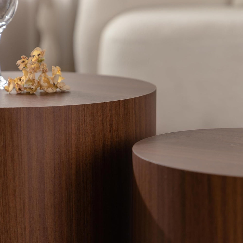 Nesting Coffee Table Set of 2, Round 18.9" Coffee Tables & 14.96&quo...