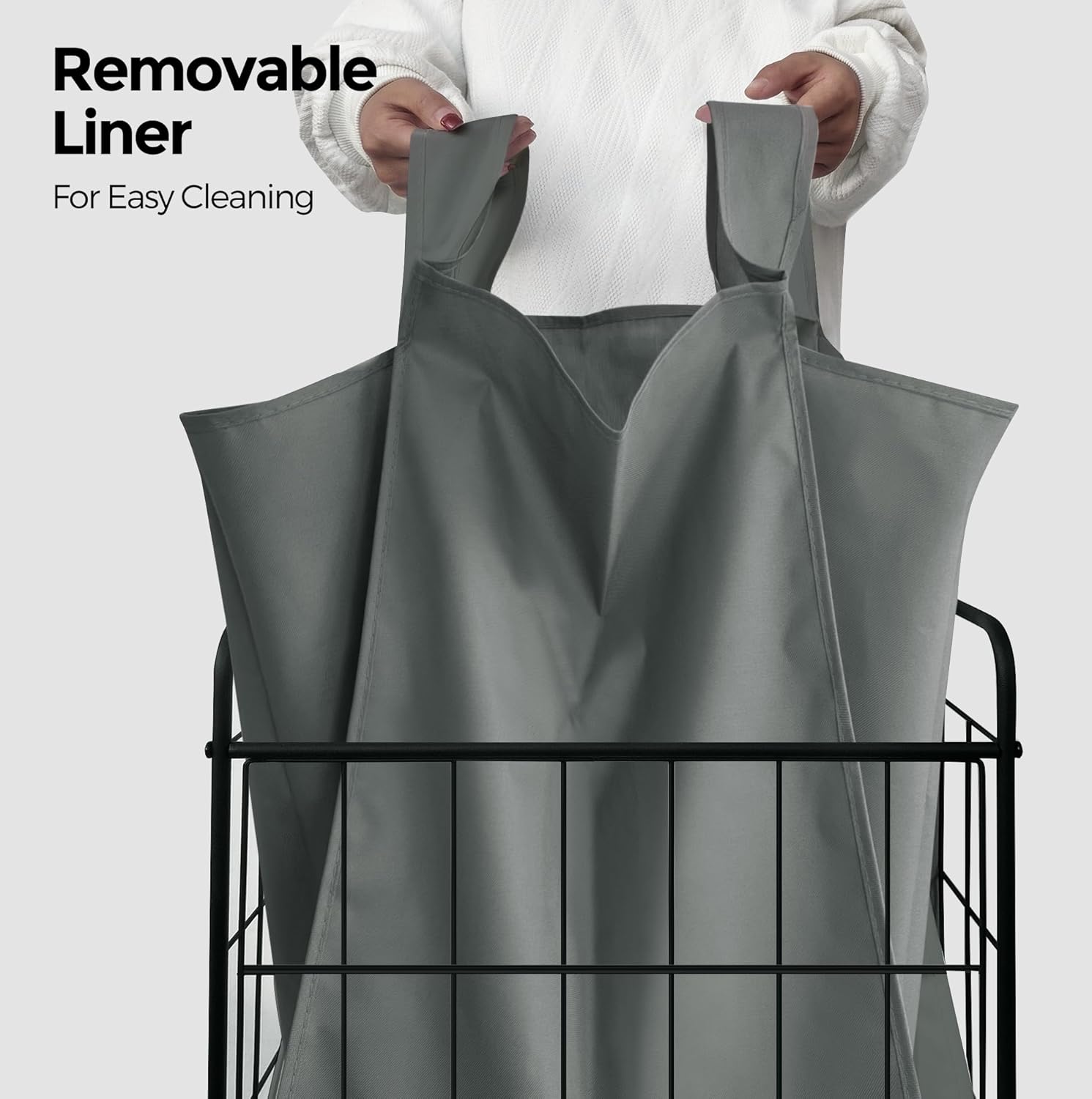 Laundry Hamper with Wheels, 90L Laundry Basket with Handle, Laundry Sorter with Removable Liner Bag