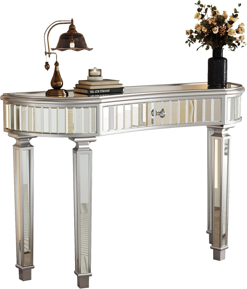 SSLine Mirrored Console Table Makeup Dressing Table,Modern Sofa Side Table Mi...