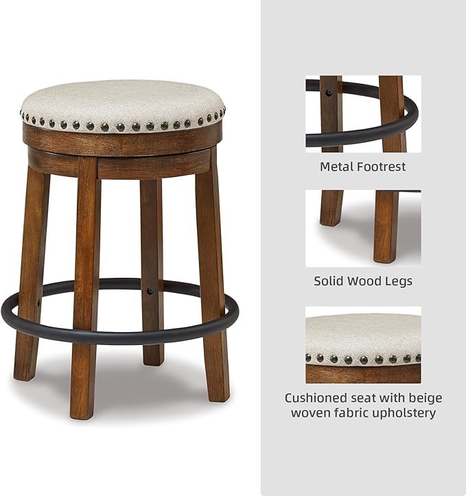 Signature Design by Ashley Valebeck 24" Counter Height Upholstered Swive...