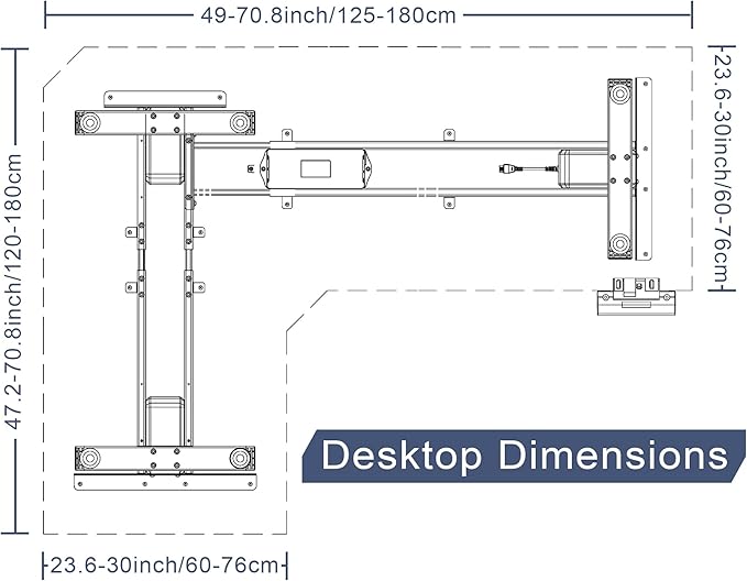 Fromann Adjustable 3 Legs Standing Desk Frame Base Electric Corner Sit-Stand Desk for Home and Office (White)