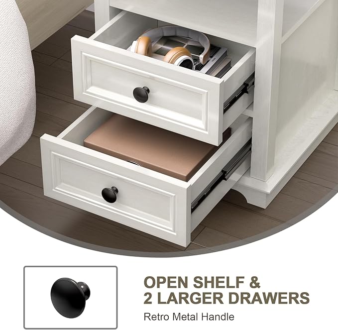 18" Wide End Table with Fast Charging Station Set of 2, 18” Wide Sofa En...