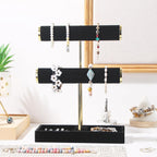 Bracelet Holder, 2-Tier Bracelet Display Stand for Vendors, T-Bar Necklace Scrunchie Storage Rack, Bangle Watch Jewelry Display Tower(Black，2 Tier)