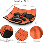 MSJGA Valet Tray PU Leather Key Holder Bowl for Women and Men Entryway Table Nightstand Desk Tray for Wallet, Keys Men's Gift - Orange & Black, 9.8" L x 9.8" W x 2" H