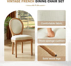 Nrizc French Country Dining Chairs Set of 2, Vintage Farmhouse Dining Chairs with Round Back, Solid Wood Dining Room Chairs, for Kitchen, Bedroom, Dining Room