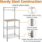 Amazon Basics Kitchen Storage Baker's Rack with Removable Wood Top, Chrome/Beige, 24"W x 59"H x 18"D