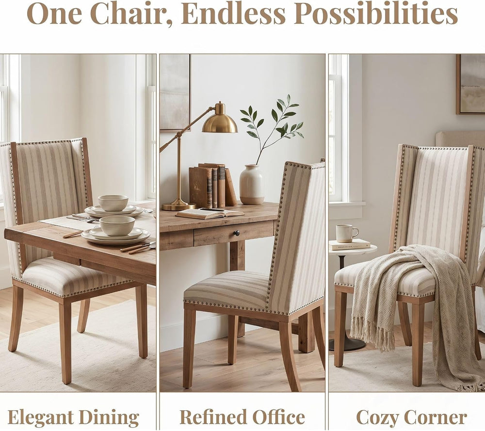 Kmax High Back Dining Chairs Set of 2, Parsons Dinner Chairs Upholstered Fabr...