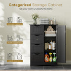 SUPER DEAL Bathroom Storage Cabinet with 4 Drawers and 1 Cupboard, Entryway Home Decor Furniture Towels Storage Organizer Unit, Black