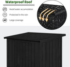 MCombo Outdoor Storage Cabinet, Wooden Storage Shed with Latch, Outside Garden Tool Shed with 2 Doors for Patio Yard Lawn, 0808 (Black, Medium)