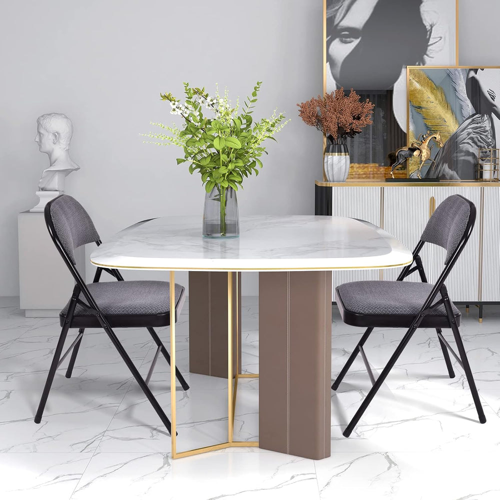 GOFLAME 6 Pack Folding Chairs, Fabric Dining Chair Set with Padded Seat &...