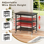 Rolling Kitchen Microwave Cart, 3 Tier Microwave Stand with Wheels, Bathroom Organizers and Storage Shelf, Coffee Bar Table Station, Utility Side Table for Living Room Office (Black)