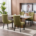 Modern Dining Chairs Set of 8, Tufted Upholstered Dining Chair with Solid Wood Legs, Olive Green Velvet Accent Chair, Sillas de Comedor, Kitchen & Dining Room Chairs (Olive Green, Velvet, 8Pcs)