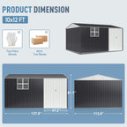 10x12 FT Outdoor Metal Storage Shed with Window, Large Lockable Metal Garden Tool Shed with Heavy-Duty Frame for Backyard, Patio, and Lawn, Black