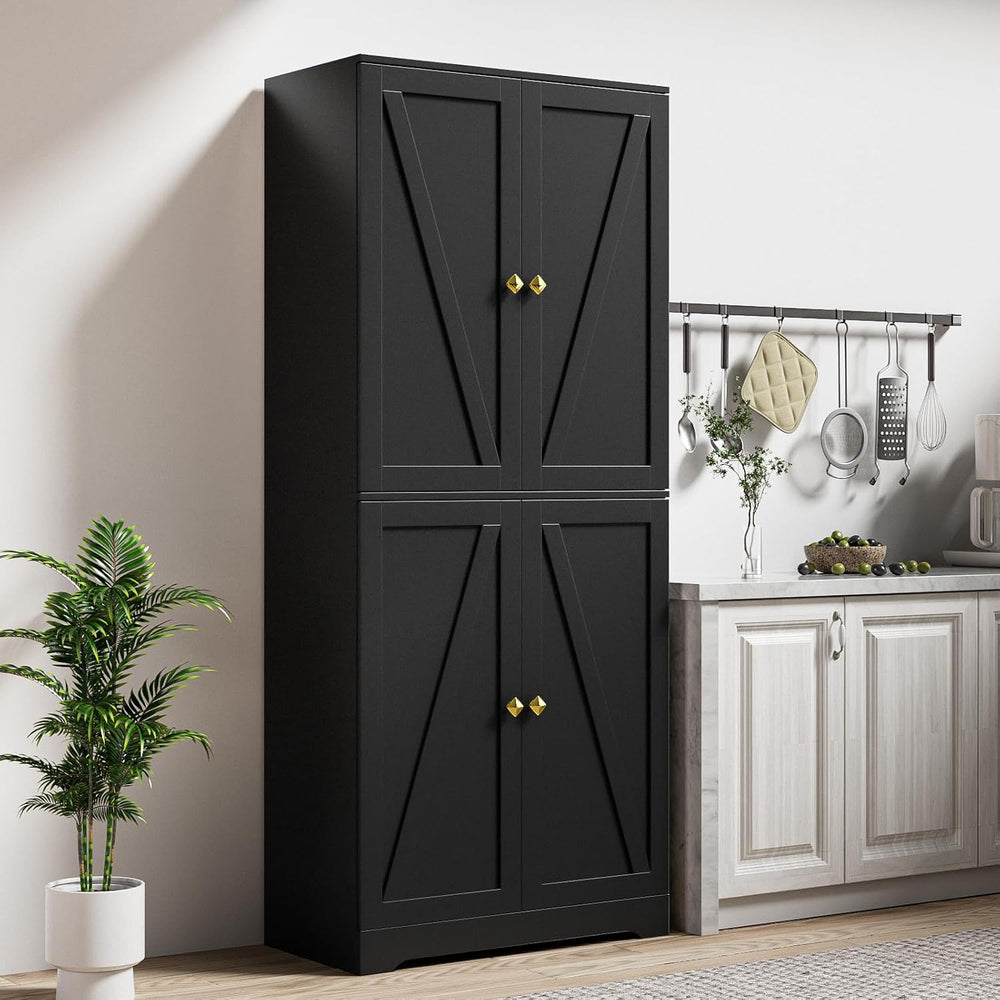 LYNSOM Kitchen Pantry Storage Cabinet 72“ Tall, Farmhouse Pantry Cabinet with...