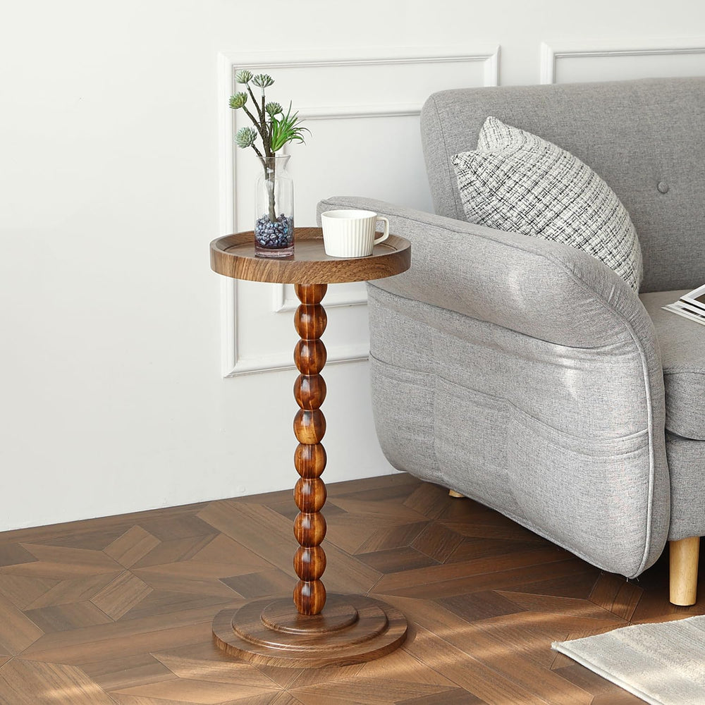 Small Round SideTable, Drink Table Martini Table for Small Spaces, Tall End T...