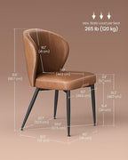 VASAGLE EKHO Collection - Dining Chairs Set of 6, Upholstered Kitchen Chairs, Comfortable Seat, Synthetic Leather with Stitching, Mid-Century Modern, Easy Assembly, Living Room Lounge, Caramel Brown