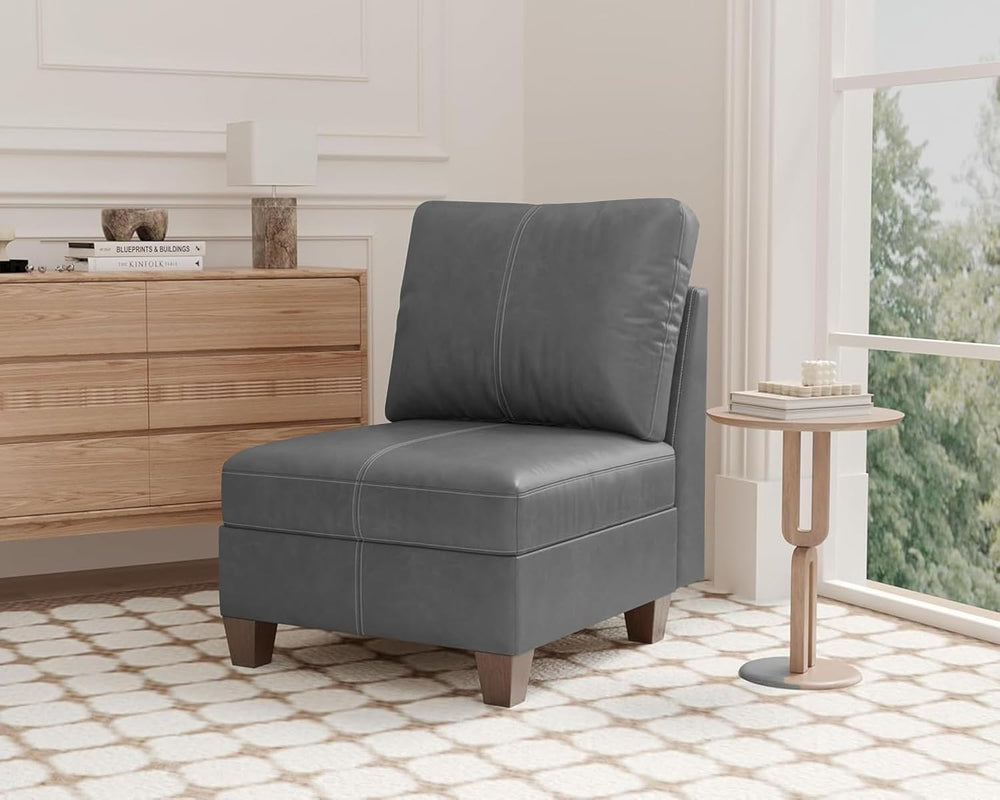 SITJOY Faux Leather Modular Sectional Sofa with Storage, Mid Century Modern S...