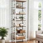 HOMISSUE Bookcase,7-Tier Tall Bookshelf Metal Bookcase and Bookshelves, Free Standing Storage Modern Bookshelf for Home Office Living Room and Bedroom, White