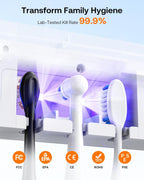 Bitvae Toothbrush Holder, Cleaning and Fast Drying, 5 Toothbrush Slots or Shaver Slot Accessories for Family, LED Smart Screen, Wall Mounted Holders for Bathrooms