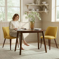 Dining Chairs Set of 2, Upholstered Kitchen Dining Room Chair Set Morden Accent Side Dinner Chair with Curved Padded Back Wood Legs for Restaurant/Cafe, Mustard