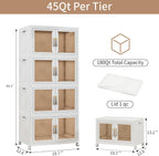 Large Clear Stackable Storage Bins with 2 Lids, Foldable Storage Cabinet for Closet Organizers and Storage, Plastic Storage Box with Wheels 270 QT