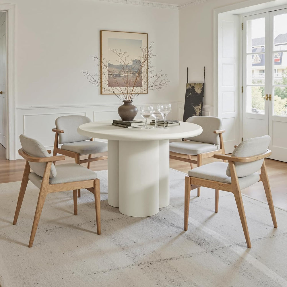 45-Inch Thick Concrete Dining Table for 4. Unique Cloud-Shaped Base, Sturdy D...