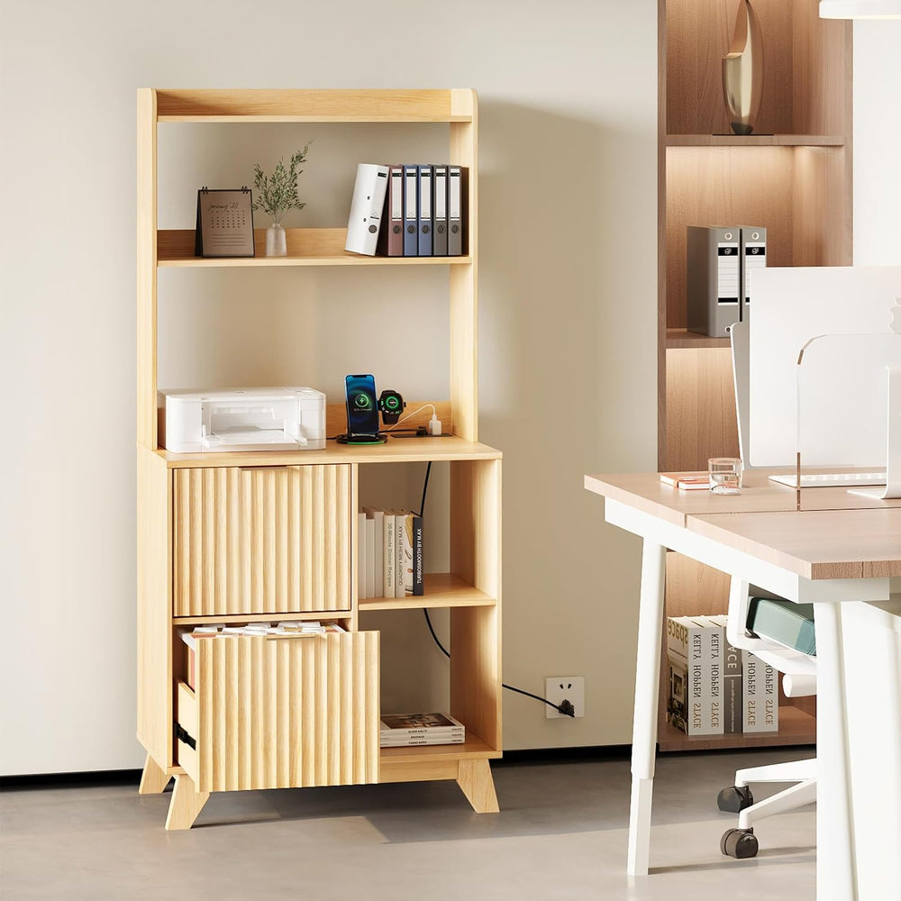 VINGLI Tall 2 Drawer File Cabinet with Adjustable Shelves, Home Office Filing...