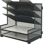 5-Tier Metal Desk Organizer, Office Desk Paper Organizer for Home Office, Black